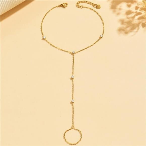 Anklets for Women Waterproof 18K Gold Plated Pearl Beaded Heart Diamond Ankle - Picture 5 of 6